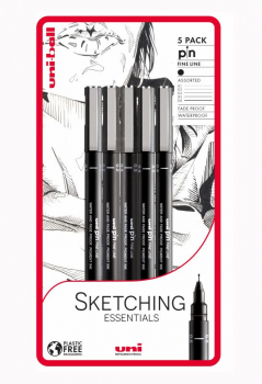 UNI PIN 5PC PLASTIC FREE PACK SKETCHING ESSENTIALS 238212794
