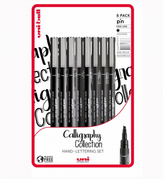 UNI PIN 8PC PLASTIC FREE PACK CALLIGRAPHY 238212801