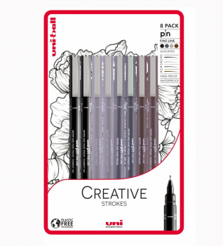 UNI PIN 8PC PLASTIC FREE PACK CREATIVE STROKES 238212800