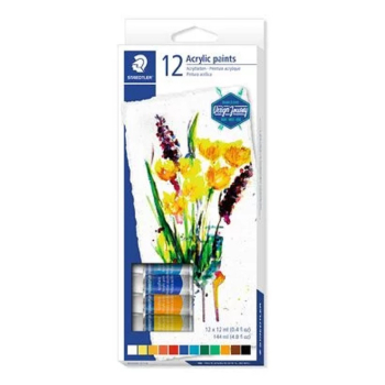 STAEDTLER ACRYLIC PAINTS 12 ASSORTED COLOURS 8500 C12