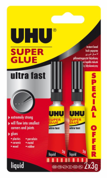 UHU SUPER GLUE 2 x 3g BLISTERCARD 62686