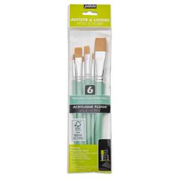 PEBEO 6 YELLOW FLAT POLYAMIDE BRUSH WALLET 952310