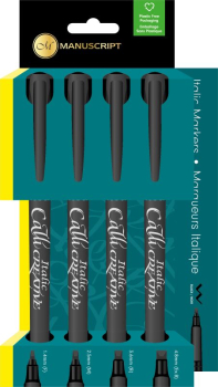 MANUSCRIPT 4 CALLICREATIVE ITALIC MARKERS BLACK MM64091