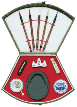 ORIENTAL PAINTING SET - FAN SHAPE CHINESE