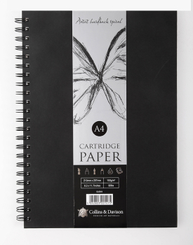 A3 ARTIST HARDBACK SPIRAL SKETCH BOOK BLACK COVER WIRO