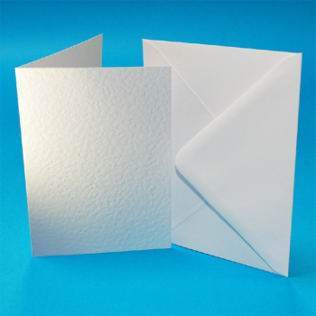 CRAFT UK A6 WHITE HAMMERED CARDS/ENVELOPES 50 PACK W109