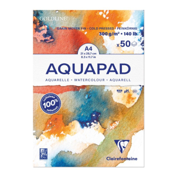 CLAIREFONTAINE GOLDLINE AQUA PAD A4 50SH WHITE 300G 975721C