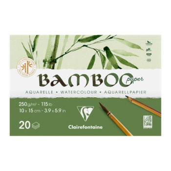 CLAIREFONTAINE GLUED PAD 250G 10X15CM 20SH BAMBOO 975911C