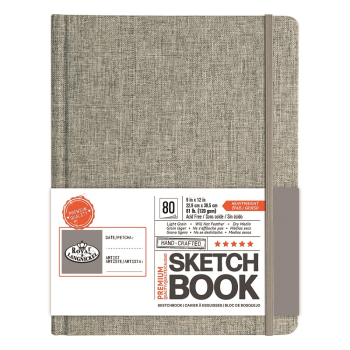 R&L 9 X 12 HARDBACK SKETCHBOOK GREY FABRIC SKTGRY-912