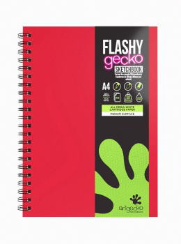 FLASHY A4 SPIRAL RASPBERRY GECKO SKETCHBOOK  GEC205