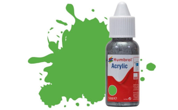 HUMBROL ACRYLIC 208 FL. SIGNAL GREEN GLOSS 14ml DROPPER