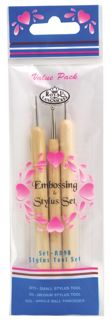 R&L WOODEN HANDLED EMBOSSING & STYLUS TOOL SET 3     RD90