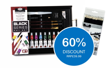WATERCOLOUR PAINTING ART 21PC WOODEN BOX WITH FREE PENCILS