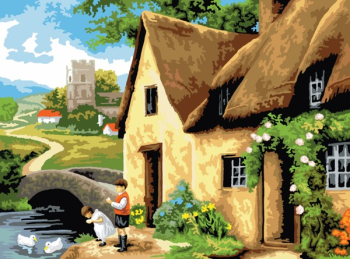R&L COTTAGE BY THE RIVER LARGE PAINT BY NUMBERS PAL14