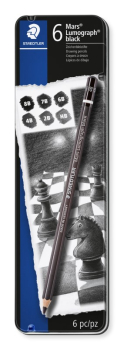 STAEDTLER MARS LUMOGRAPH BLACK TIN OF 6 ASS 100B G6