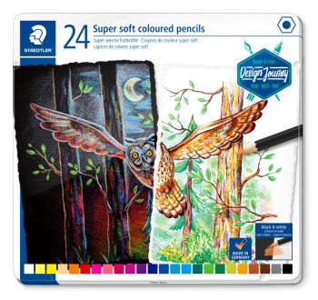 STAEDTLER SUPER SOFT COLOURED PENCIL TIN 24 ASS COLOURS