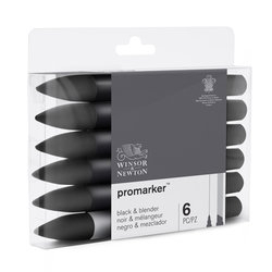 PROMARKER SET 4 BLACK + BLENDER 290116 WINSOR & NEWTON