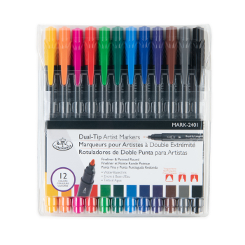 R&L DUAL TIP ROUND/FINELINER ARTIST MARKER 12 PC MARK-2401