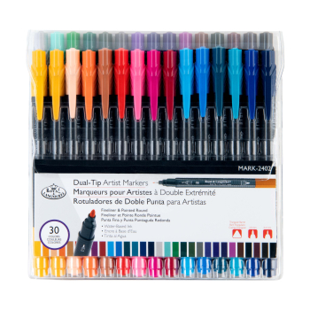 R&L DUAL TIP ROUND/FINELINER ARTIST MARKER 30 PC MARK-2402