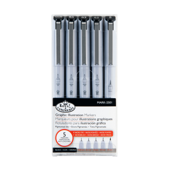 R&L FINELINER GRAPHIC MARKERS ILLUSTRATION 5PC MARK-2501