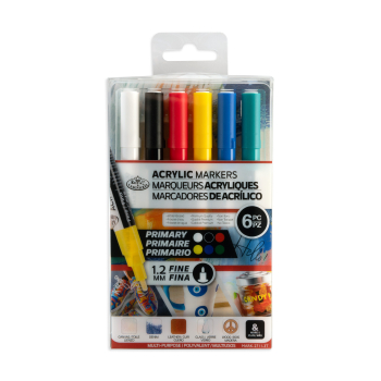R&L ACRYLIC PAINT MARKERS - 6 FINE PRIMARY MARK-2711