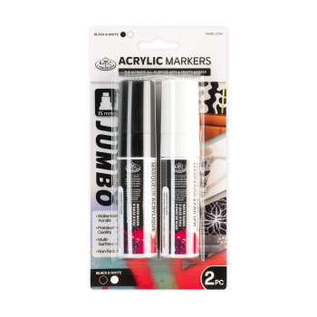 R&L ACRYLIC PAINT MARKERS - 2 JUMBO BLACK & WHITE MARK-2734