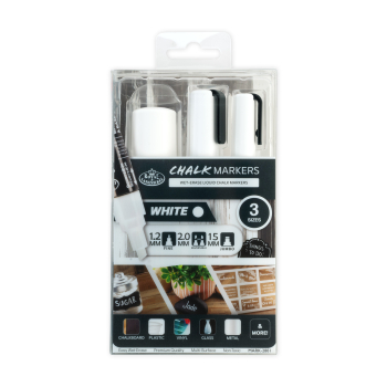 R&L CHALK MARKERS 3PC WHITE ASSORTED SIZES MARK-2801