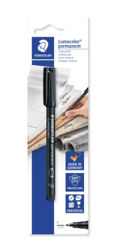 STAEDTLER LUMOCOLOR PEN F PERMANENT BLACK B/CARD