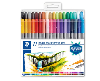 STAEDTLER DOUBLE-ENDED FIBRE -TIP PEN PACK 72 ASS COLOURS
