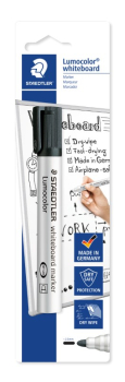 STAEDTLER LUMOCOLOR WHITEBOARD MARKER BULLET TIP BLACK B/CARD