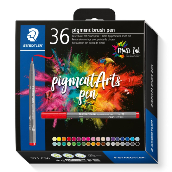 STAEDTLER PIGMENT ARTS BRUSH PEN 36 ASST COLOURS 371 C36