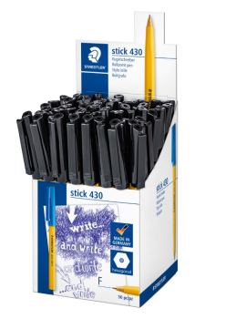 STAEDTLER 430 STICK BALLPOINT PEN FINE BLACK 50PCS 430F-9CP5