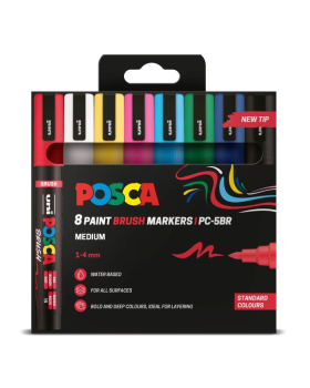 POSCA BRUSH PC-5BR 8 ASSORTED STANDARD PFP 302331369