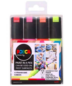 PC-8K 4pc FLUO 5012788006704 POSCA BROAD CHISEL TIP PACK