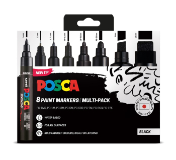 POSCA 8PC MULTI NIB BLACK 302331492
