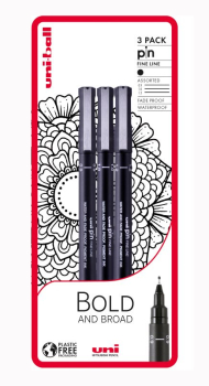 UNI PIN 3PC PLASTIC FREE PACKAGING BOLD AND BROAD12787