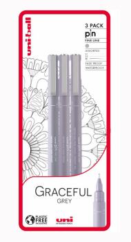 UNI PIN 3PC PLASTIC FREE PACK GRACEFUL GREY 238212788