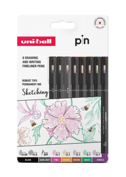 UNI PIN COLOURED SKETCHING 8PK - ASSORTED 302331574